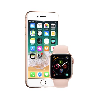 Apple iPhone 8 in pametna ura Watch Series 4 GPS 40mm Sport Band(MU682BS/A) 64 GB zlata