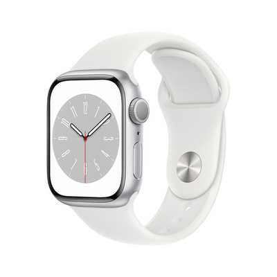 Apple Pametna ura Watch Series 8 GPS 41mm Sport Band 41 mm srebrna z belim paščkom SB