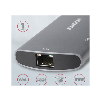 Axagon Hub USB-C 6v1 (HMC-6M2) siva