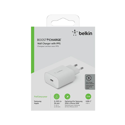Belkin Adapter USB-C 25W (WCA004VFWH) 25 W bela