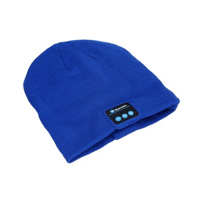 GREENGO Zimska kapa z vgrajenimi bluetooth slušalkami modra