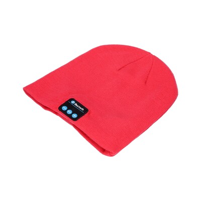 GREENGO Zimska kapa z vgrajenimi bluetooth slušalkami rdeča