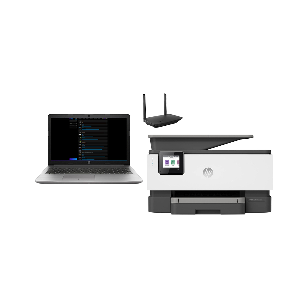 HP Komplet prenosnik 250 G7 (7DC56EA), tiskalnik OJ Pro 9013 in usmerjevalnik Linksys E5400