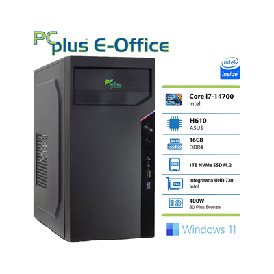 PCplus E-Office i7-14700 Windows 11 Pro črna