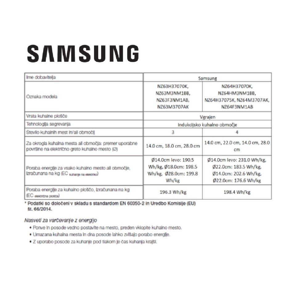 Samsung Indukcijska kuhalna plošča NZ64M3NM1BB/OL