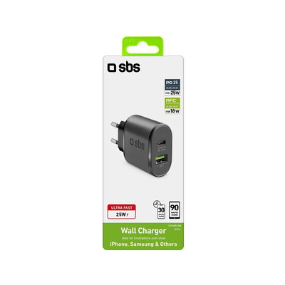 SBS Adapter Ultra Fast USB-C 25W (TETRPD25W) črna