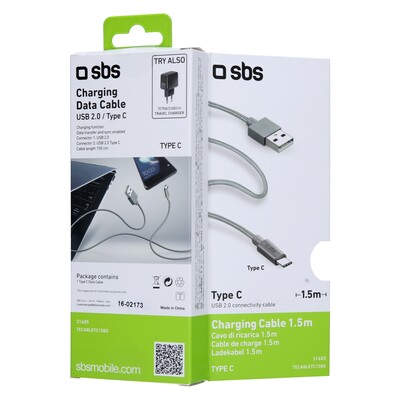 SBS USB 2.0 kabel Type-C (TECABLETC15BS)