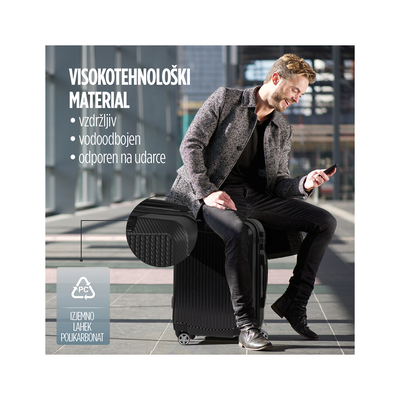 Scandinavia Potovalni kovček Carbon Series 40 l črna