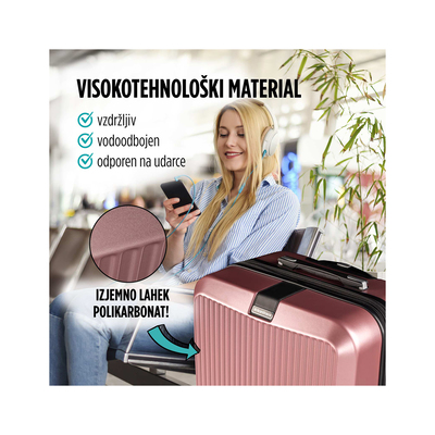Scandinavia Potovalni kovček Carbon Series 60 l rožnato zlata